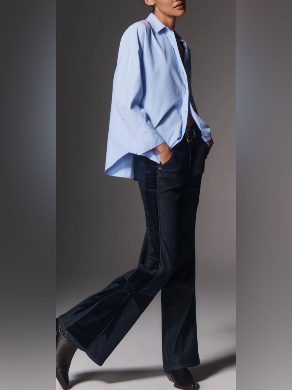 Maeve Bow Peep High-Rise Flare Jeans Size 24P, 25